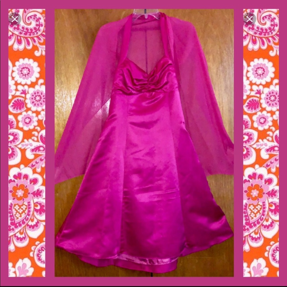 Hot Pink Semi Formal Dress - Size Large